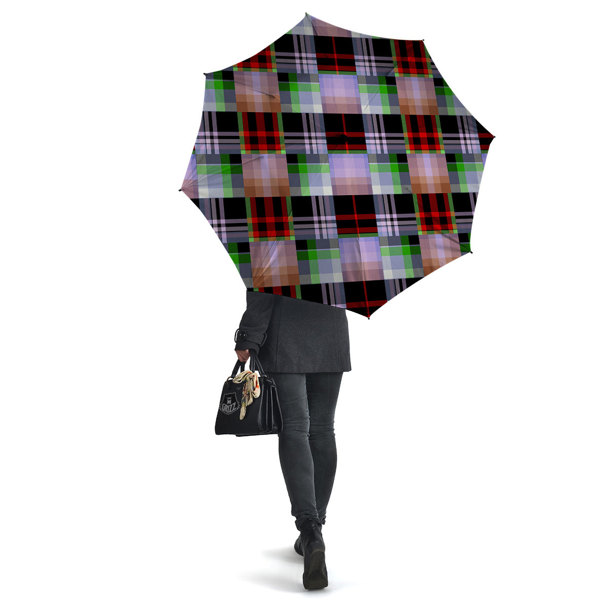 Patchwork Plaid Madras Print Pattern Umbrella-grizzshop