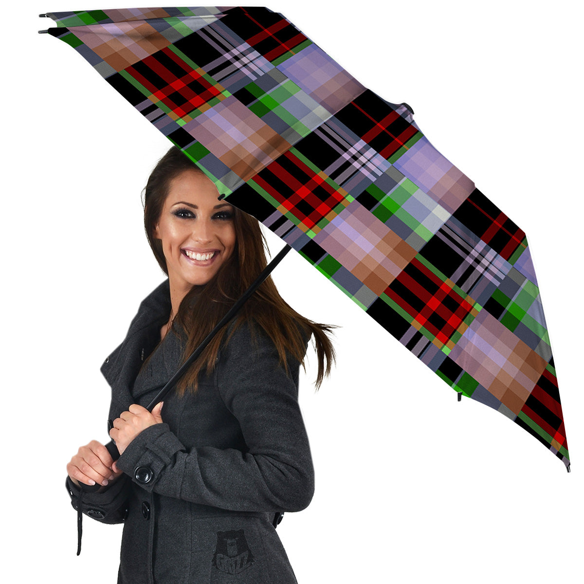 Patchwork Plaid Madras Print Pattern Umbrella-grizzshop