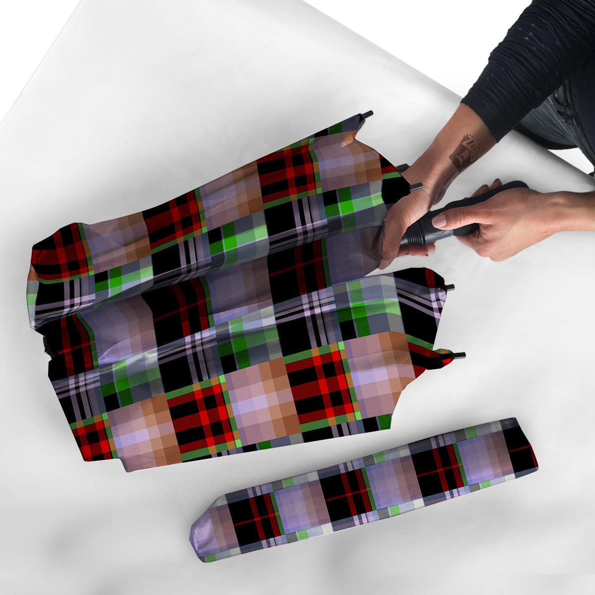 Patchwork Plaid Madras Print Pattern Umbrella-grizzshop