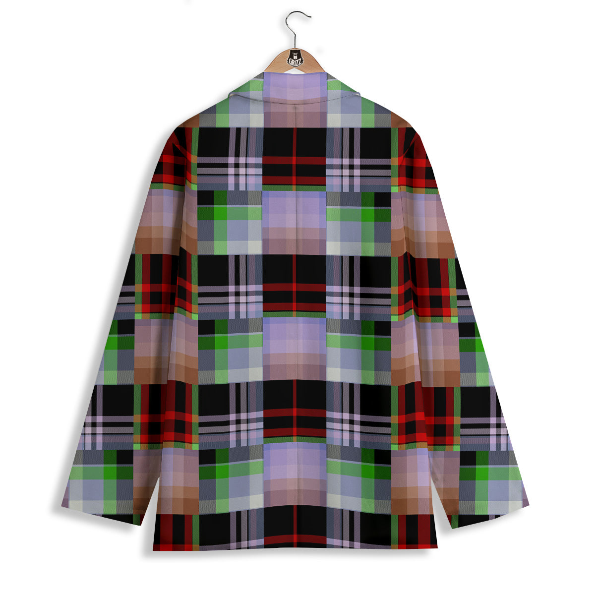 Patchwork Plaid Madras Print Pattern Women's Blazer-grizzshop