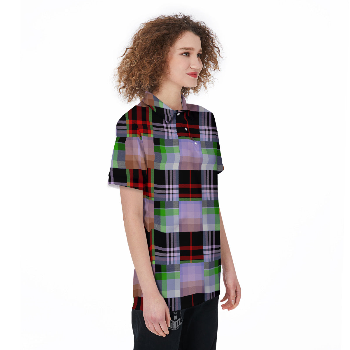 Patchwork Plaid Madras Print Pattern Women's Golf Shirts-grizzshop