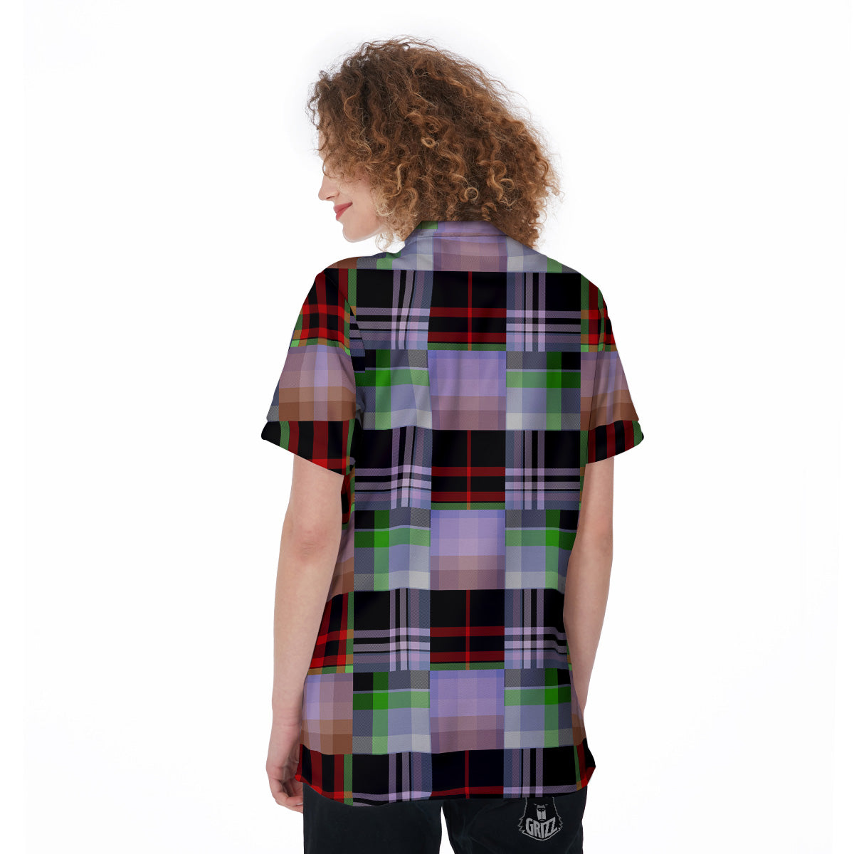 Patchwork Plaid Madras Print Pattern Women's Golf Shirts-grizzshop
