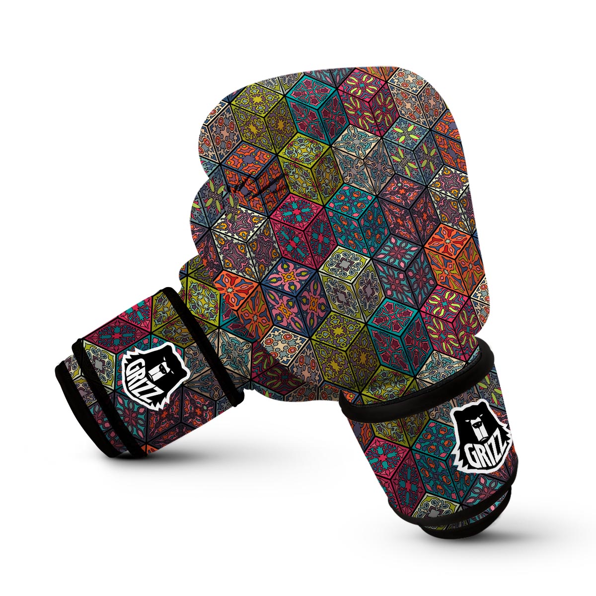 Patchwork Print Pattern Boxing Gloves-grizzshop