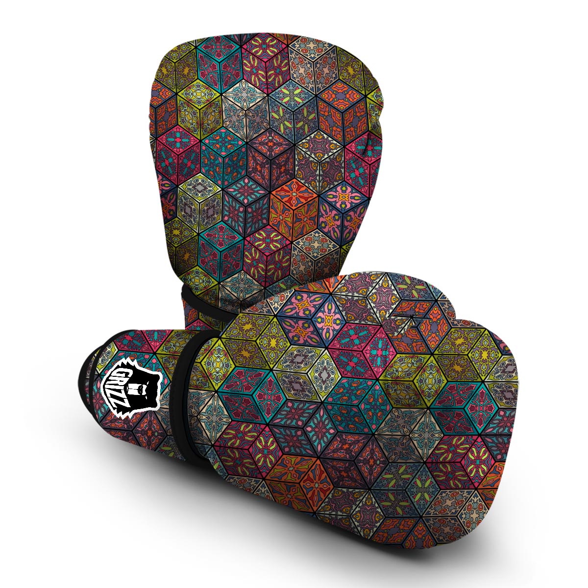 Patchwork Print Pattern Boxing Gloves-grizzshop