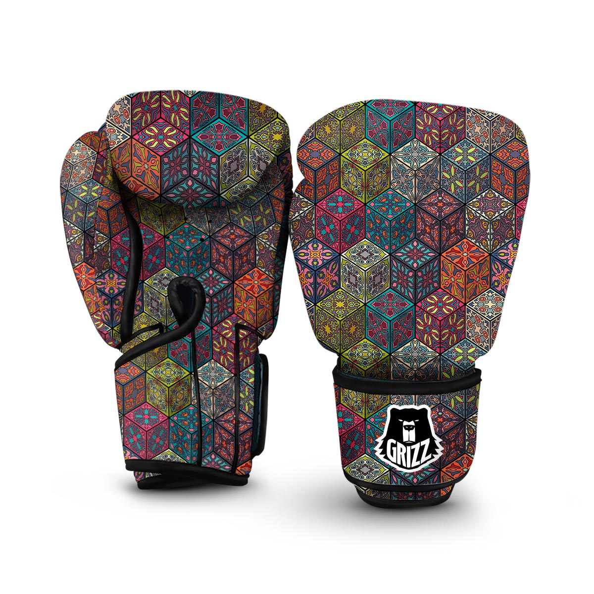 Patchwork Print Pattern Boxing Gloves-grizzshop