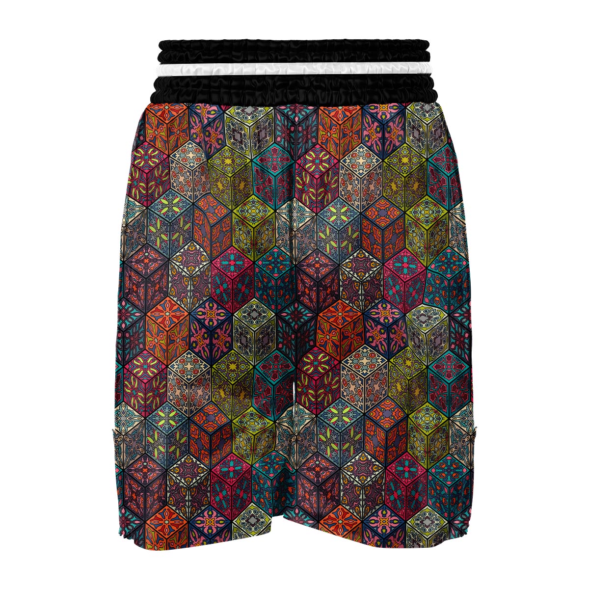 Patchwork Print Pattern Boxing Shorts-grizzshop