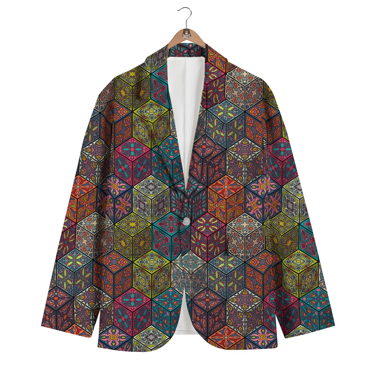 Patchwork Print Pattern Men's Blazer