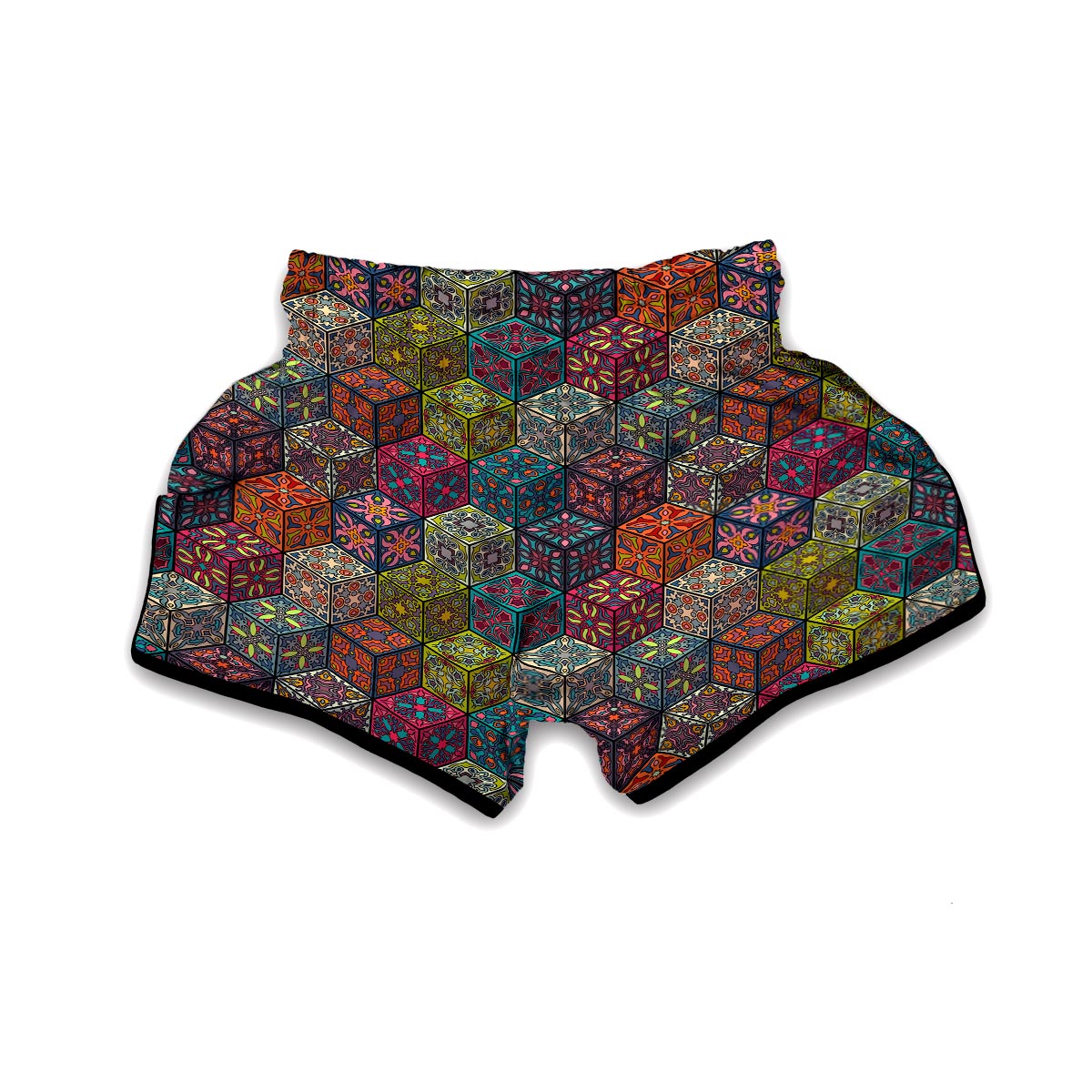 Patchwork Print Pattern Muay Thai Boxing Shorts-grizzshop