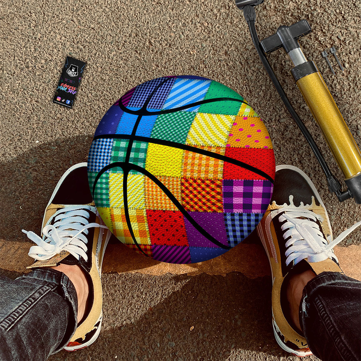 Patchwork Rainbow Print Pattern Basketball-grizzshop