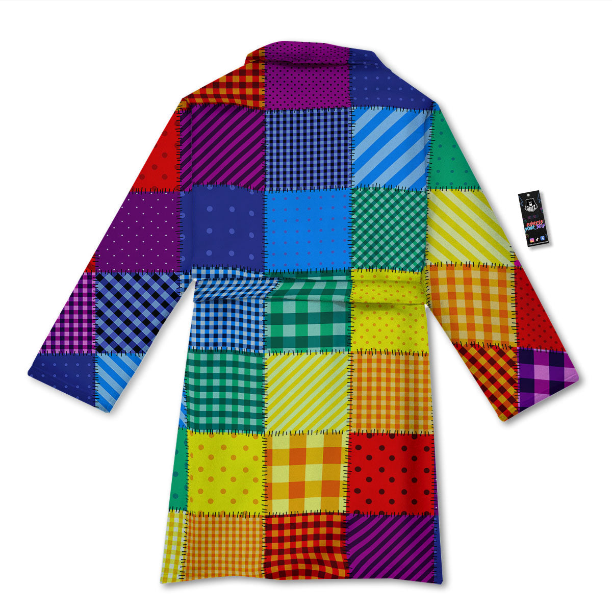 Patchwork Rainbow Print Pattern Bathrobe-grizzshop