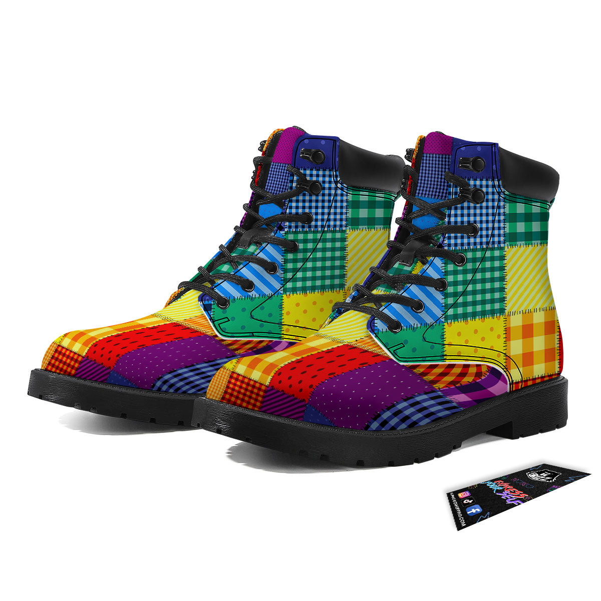Patchwork Rainbow Print Pattern Boots-grizzshop