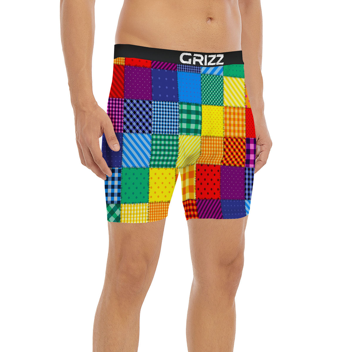 Patchwork Rainbow Print Pattern Boxer Briefs-grizzshop