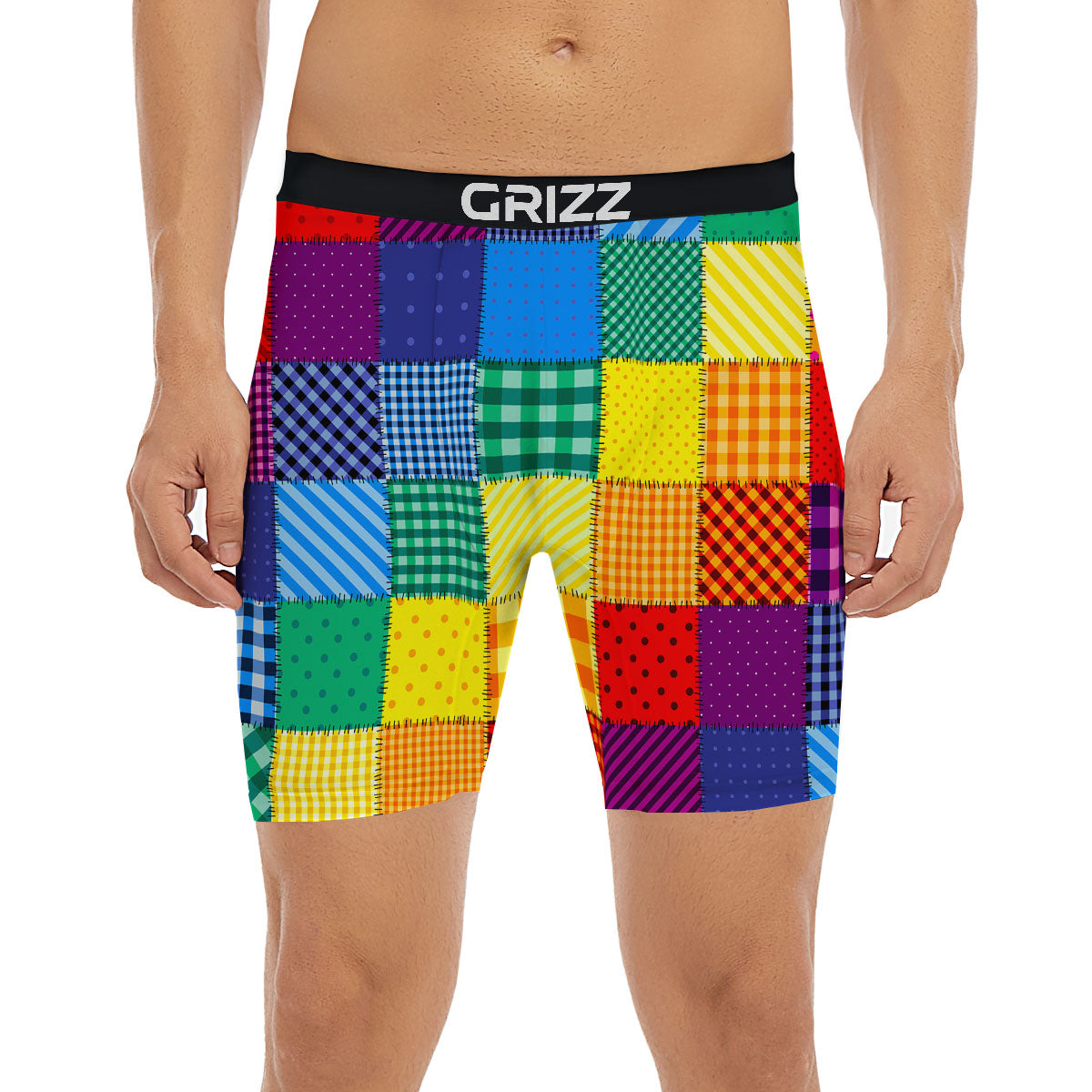Patchwork Rainbow Print Pattern Boxer Briefs-grizzshop