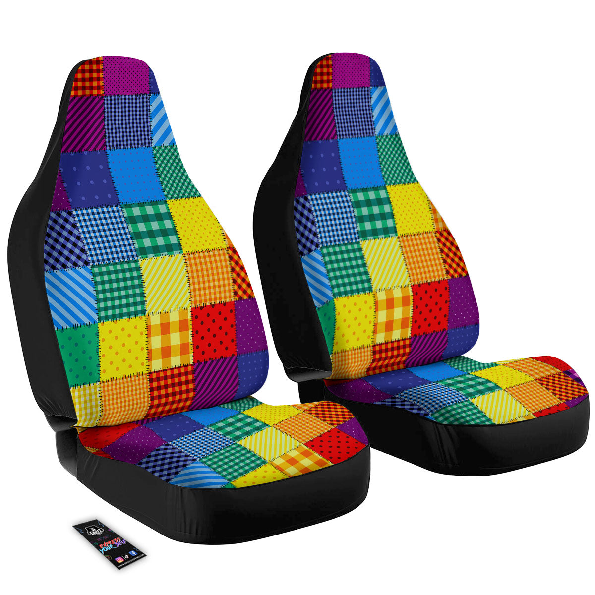 Patchwork Rainbow Print Pattern Car Seat Covers-grizzshop
