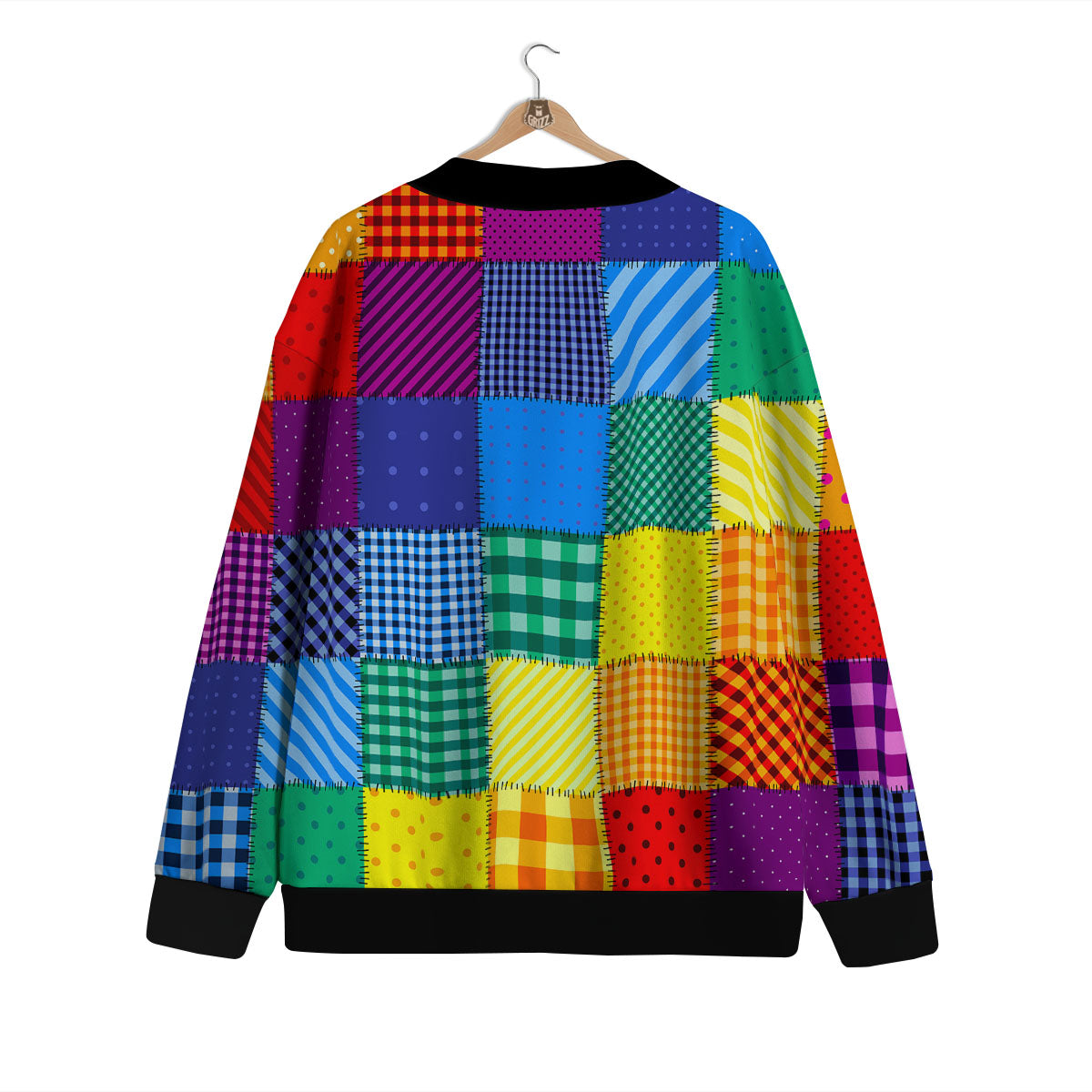 Patchwork Rainbow Print Pattern Cardigan-grizzshop