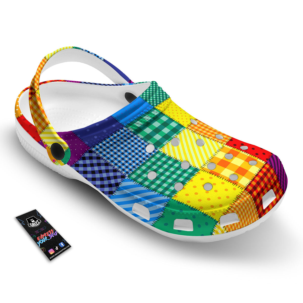 Patchwork Rainbow Print Pattern Clog-grizzshop