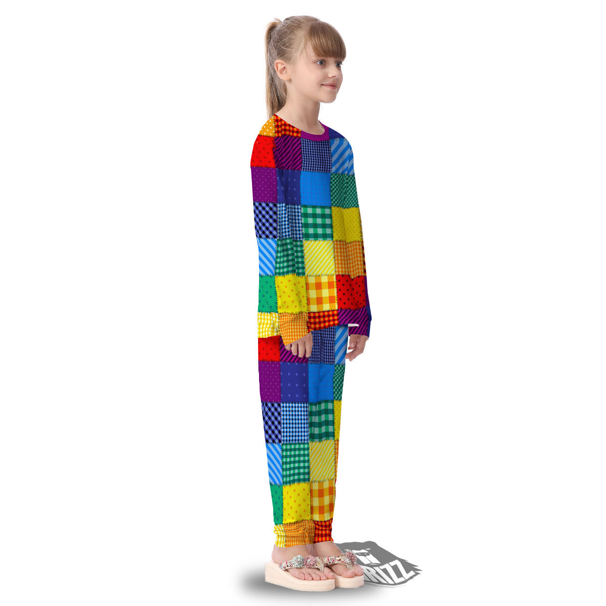 Patchwork Rainbow Print Pattern Kid's Pajamas-grizzshop