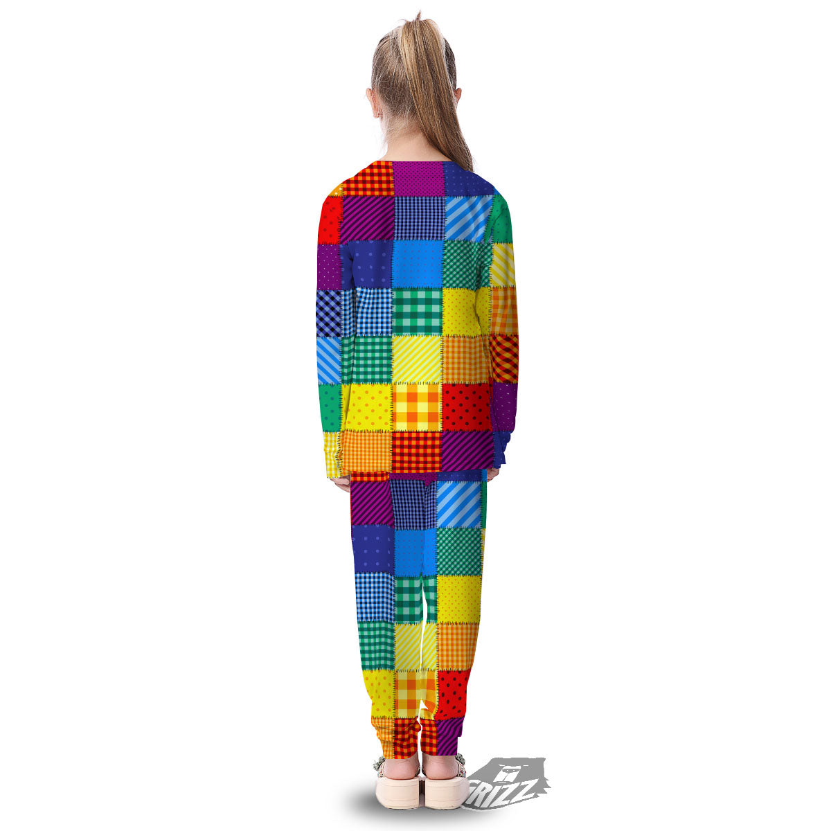 Patchwork Rainbow Print Pattern Kid's Pajamas-grizzshop