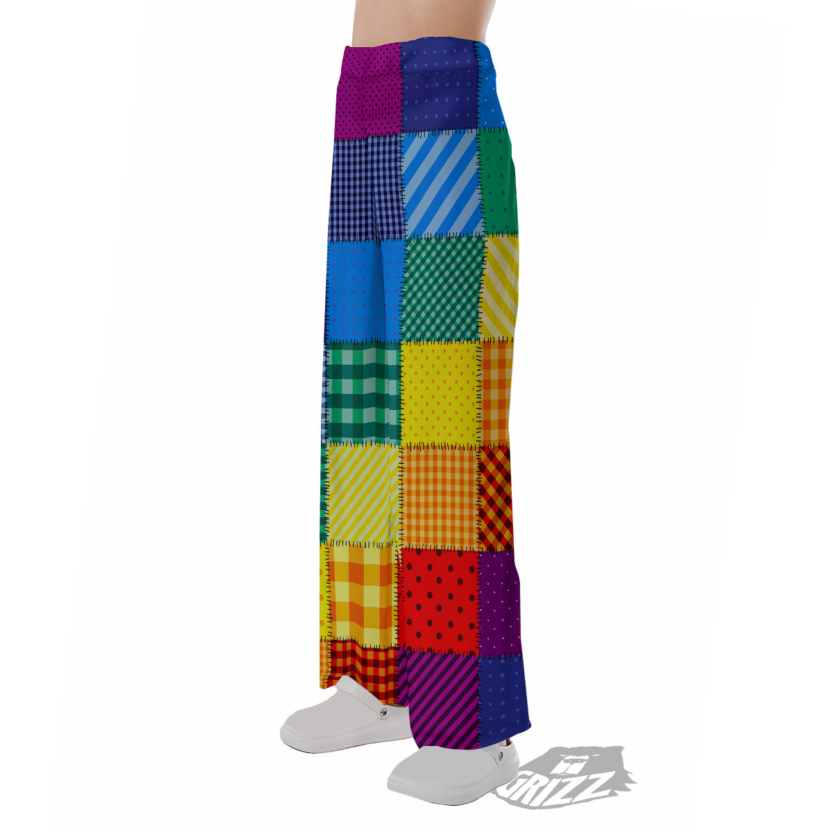 Patchwork Rainbow Print Pattern Pajama Pants-grizzshop