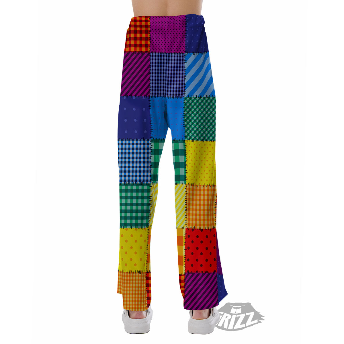 Patchwork Rainbow Print Pattern Pajama Pants-grizzshop