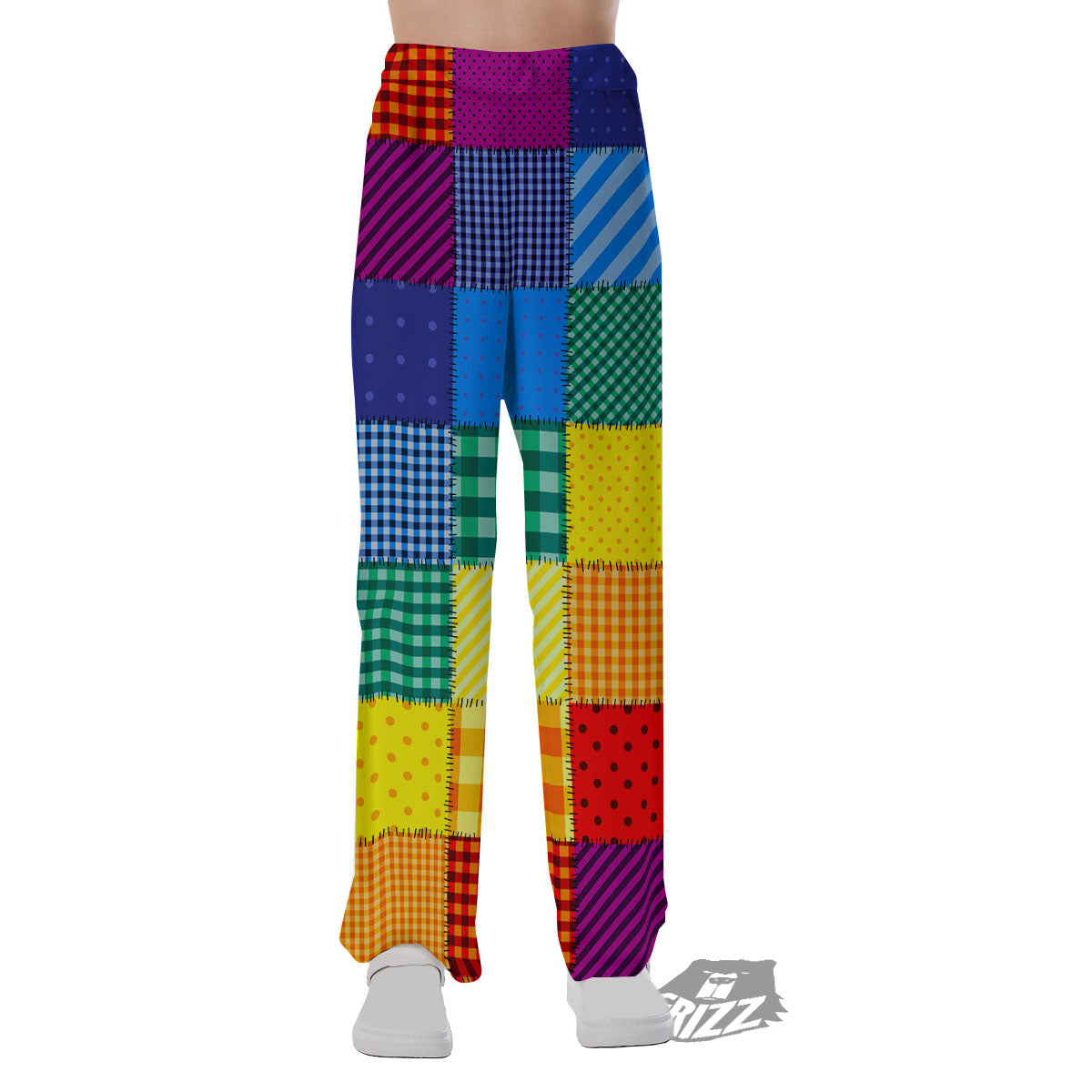 Patchwork Rainbow Print Pattern Pajama Pants-grizzshop