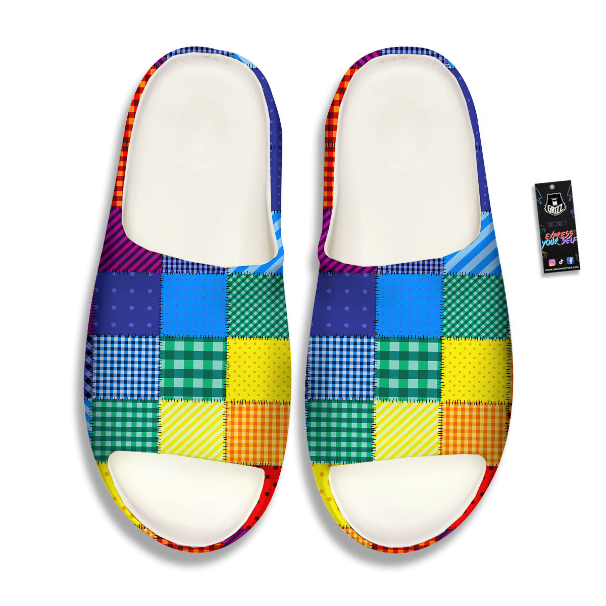 Patchwork Rainbow Print Pattern Sandals-grizzshop