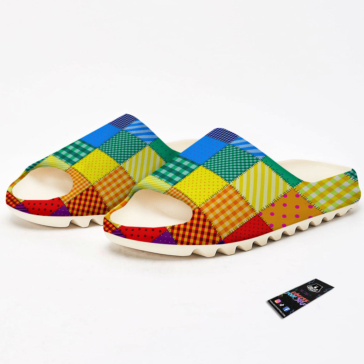 Patchwork Rainbow Print Pattern Sandals-grizzshop