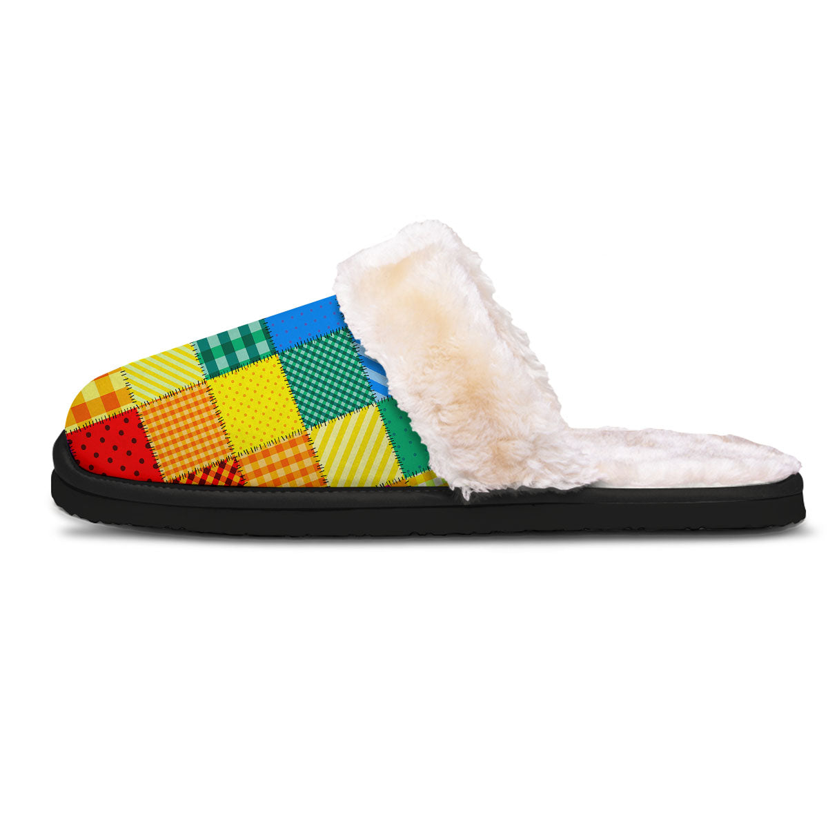 Patchwork Rainbow Print Pattern Slippers-grizzshop
