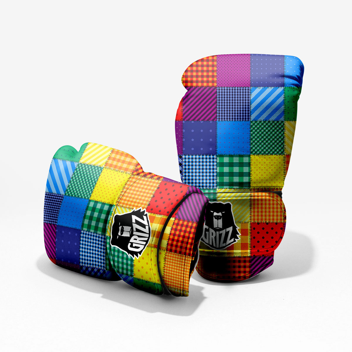 Patchwork Rainbow Print Pattern Pro Boxing Glove