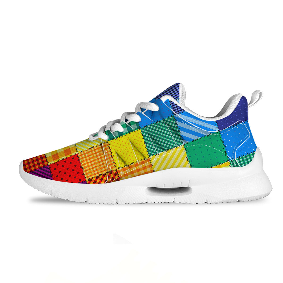 Patchwork Rainbow Print Pattern Tennis Shoes-grizzshop