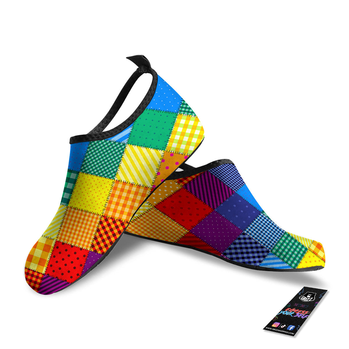 Patchwork Rainbow Print Pattern Water Shoes-grizzshop