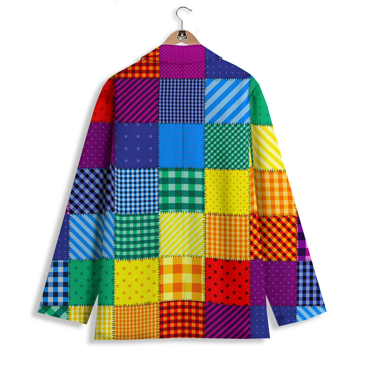 Patchwork Rainbow Print Pattern Women's Blazer-grizzshop