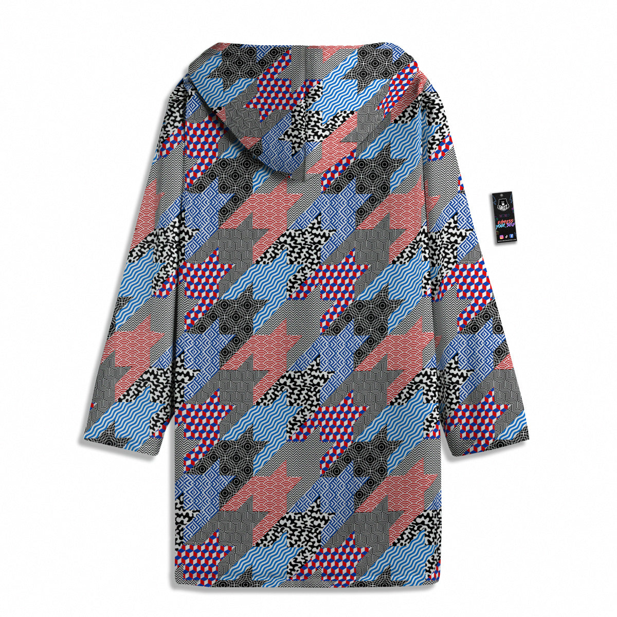 Patchwork Style And Classic Houndstooth Print Pattern Men's Windbreaker Jacket-grizzshop