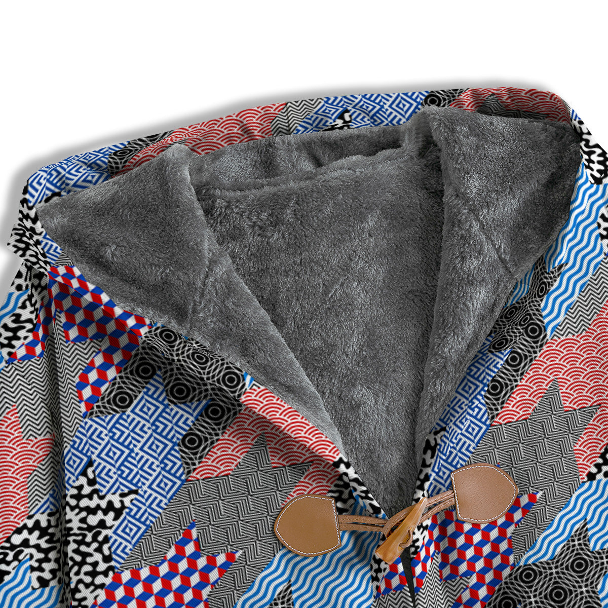 Patchwork Style And Classic Houndstooth Print Pattern Men's Windbreaker Jacket-grizzshop