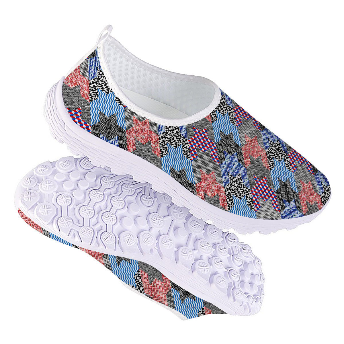 Patchwork Style And Classic Houndstooth Print Pattern Nurse Shoes-grizzshop