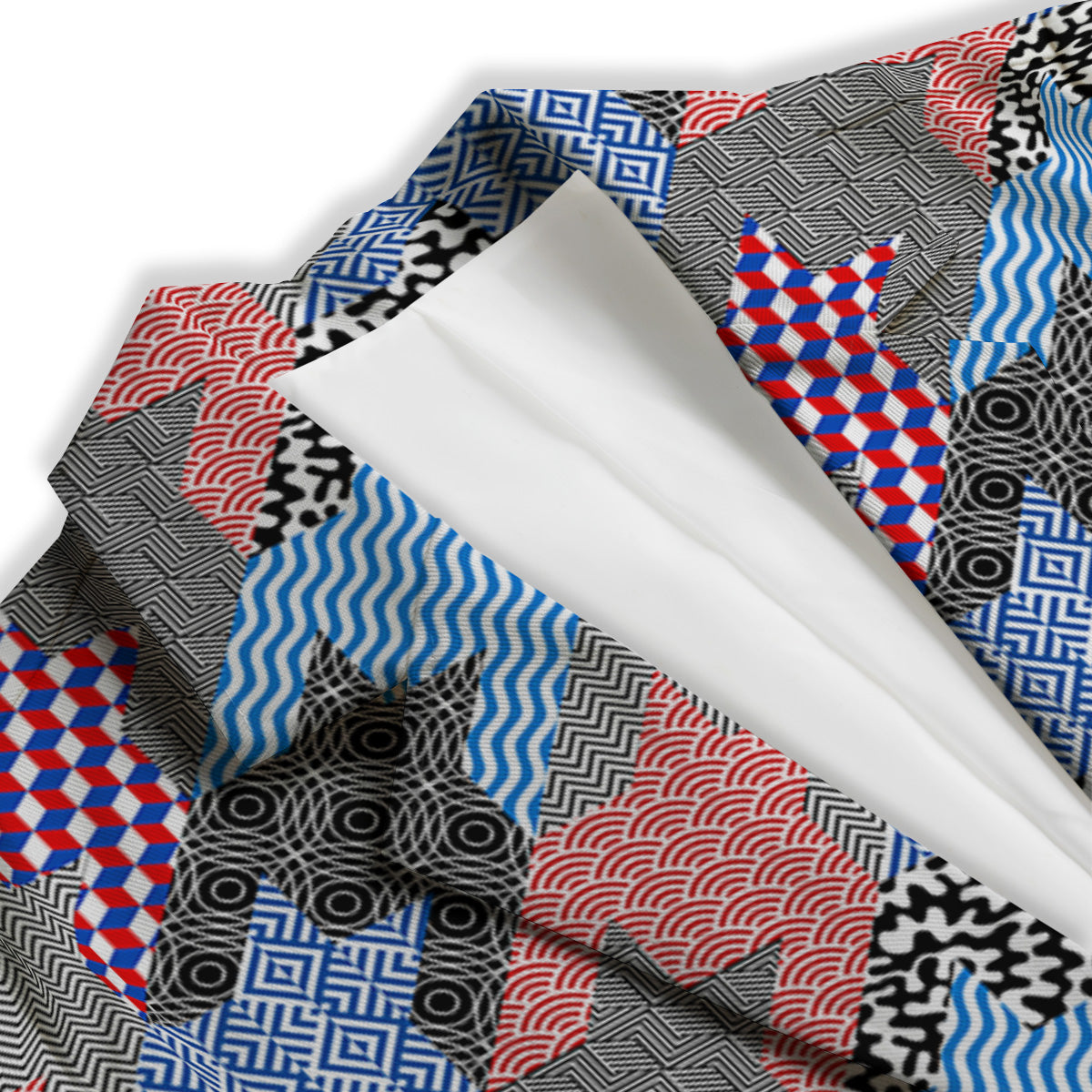 Patchwork Style And Classic Houndstooth Print Pattern Women's Blazer-grizzshop