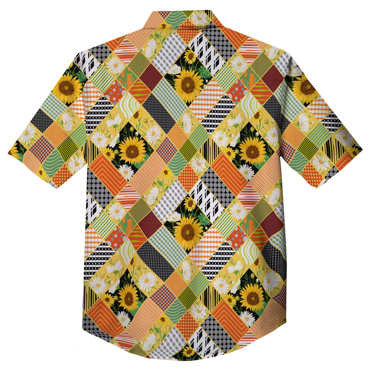 Patchwork Sunflowers Print Button Up Shirt-grizzshop