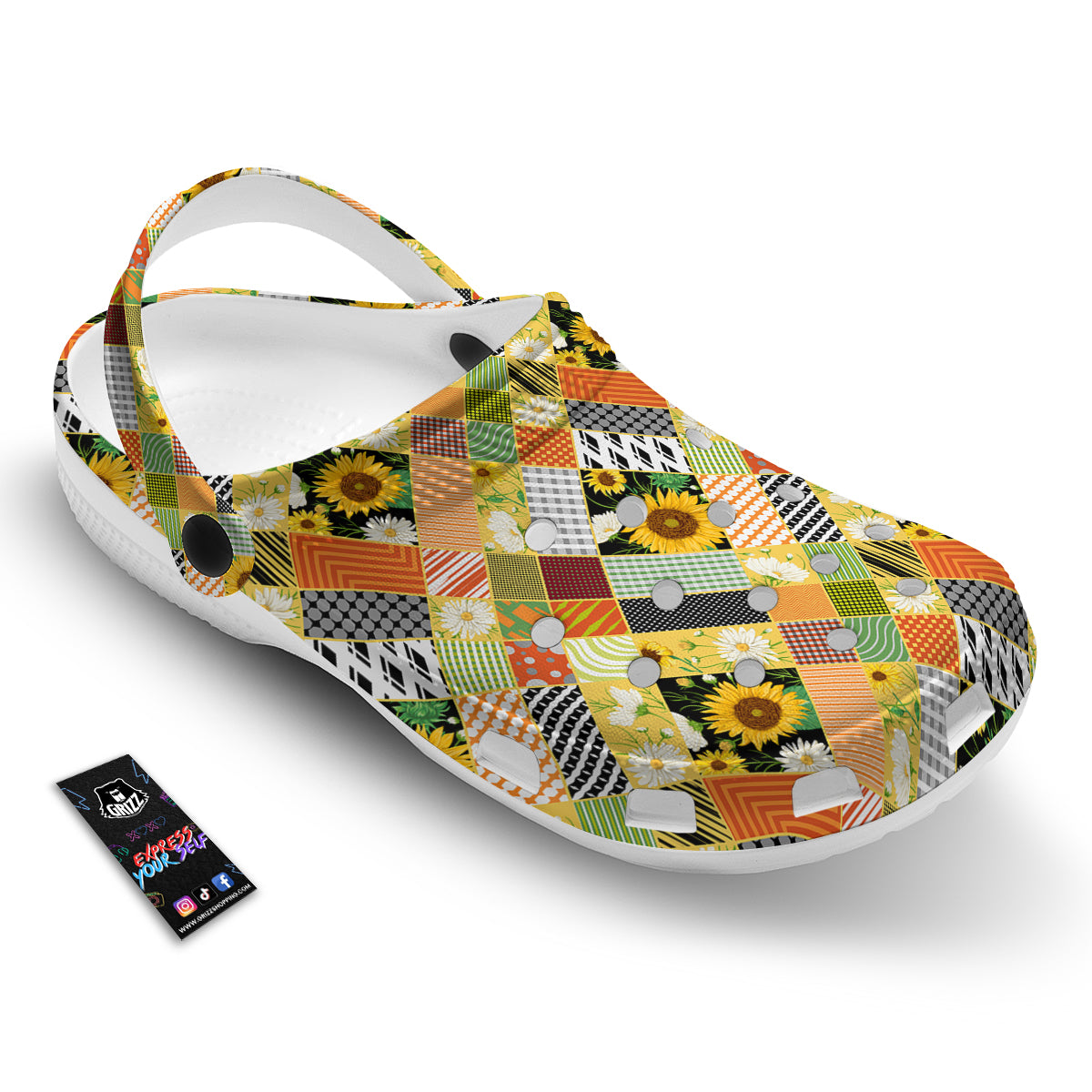 Patchwork Sunflowers Print Clog-grizzshop