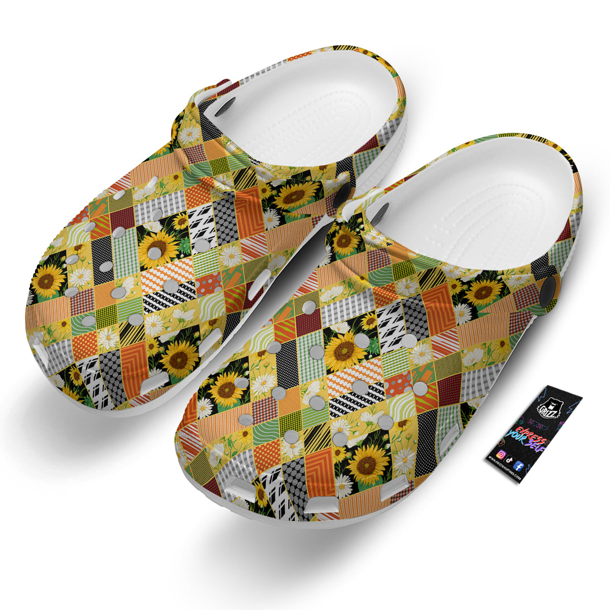 Patchwork Sunflowers Print Clog-grizzshop
