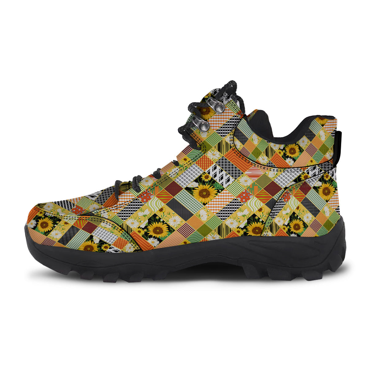 Patchwork Sunflowers Print Hiking Shoes-grizzshop