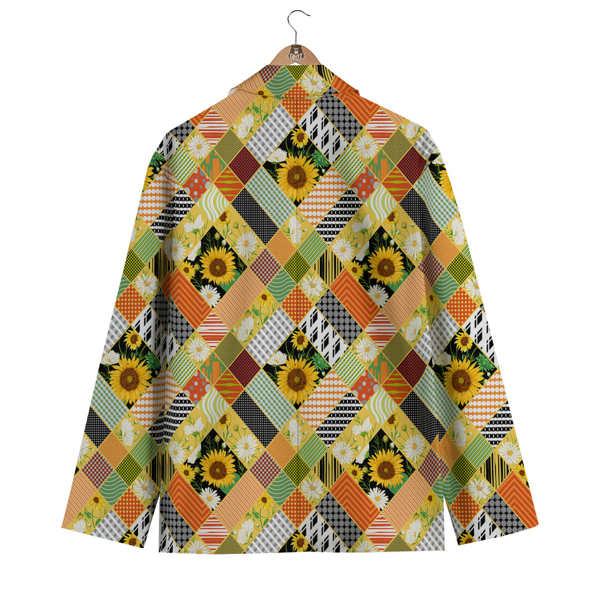 Patchwork Sunflowers Print Men's Blazer-grizzshop
