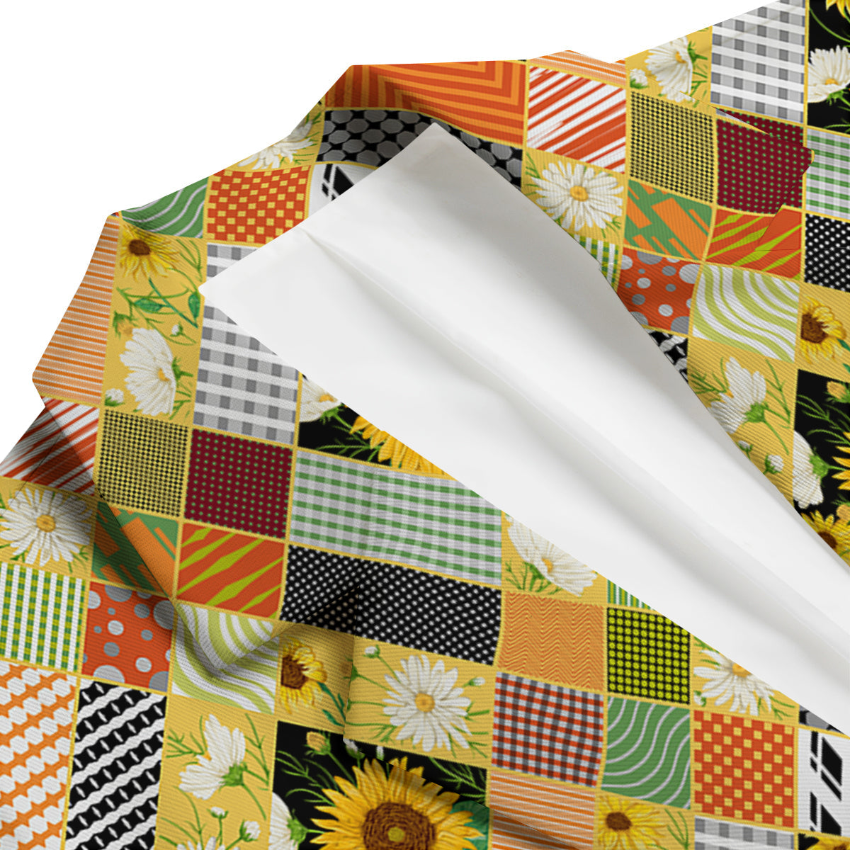 Patchwork Sunflowers Print Men's Blazer-grizzshop