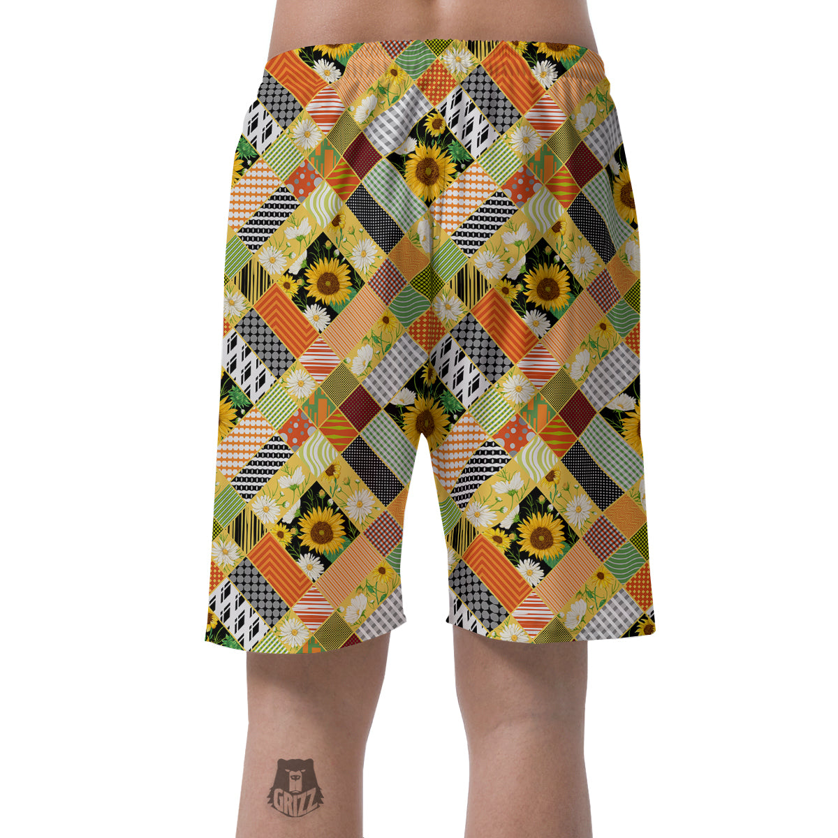 Patchwork Sunflowers Print Men's Shorts-grizzshop