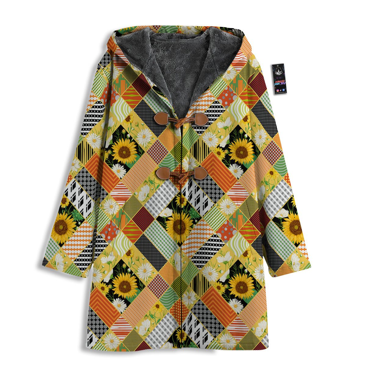 Patchwork Sunflowers Print Men's Windbreaker Jacket-grizzshop