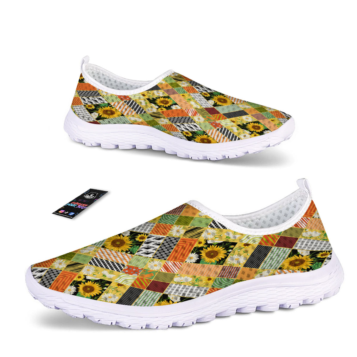 Patchwork Sunflowers Print Nurse Shoes-grizzshop