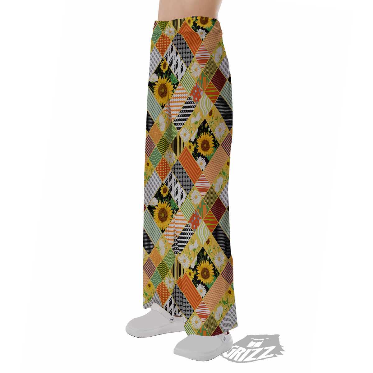 Patchwork Sunflowers Print Pajama Pants-grizzshop