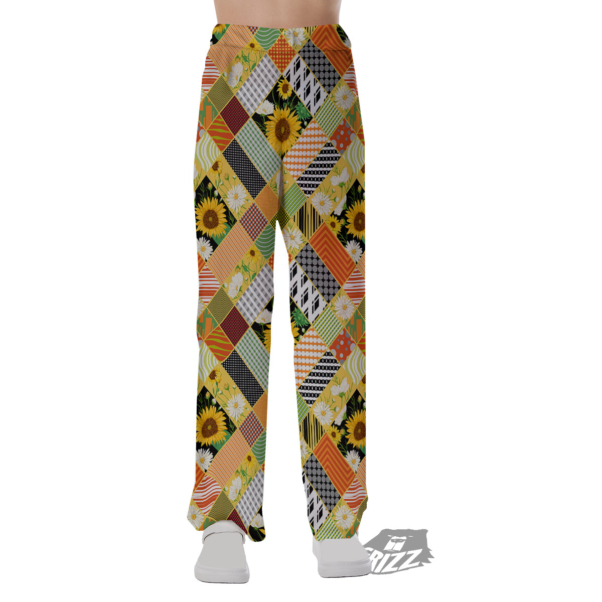 Patchwork Sunflowers Print Pajama Pants-grizzshop