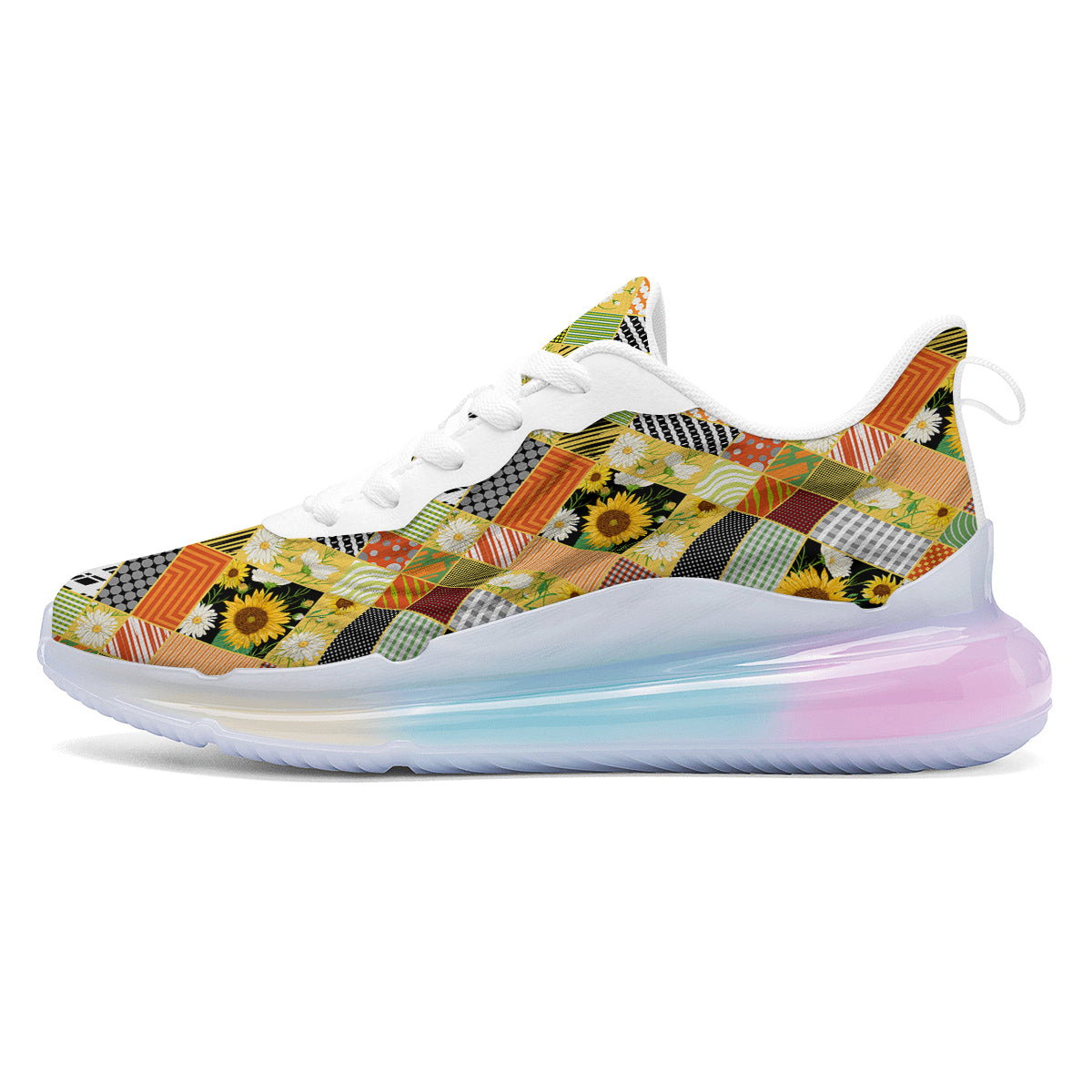 Patchwork Sunflowers Print Running Sneakers-grizzshop