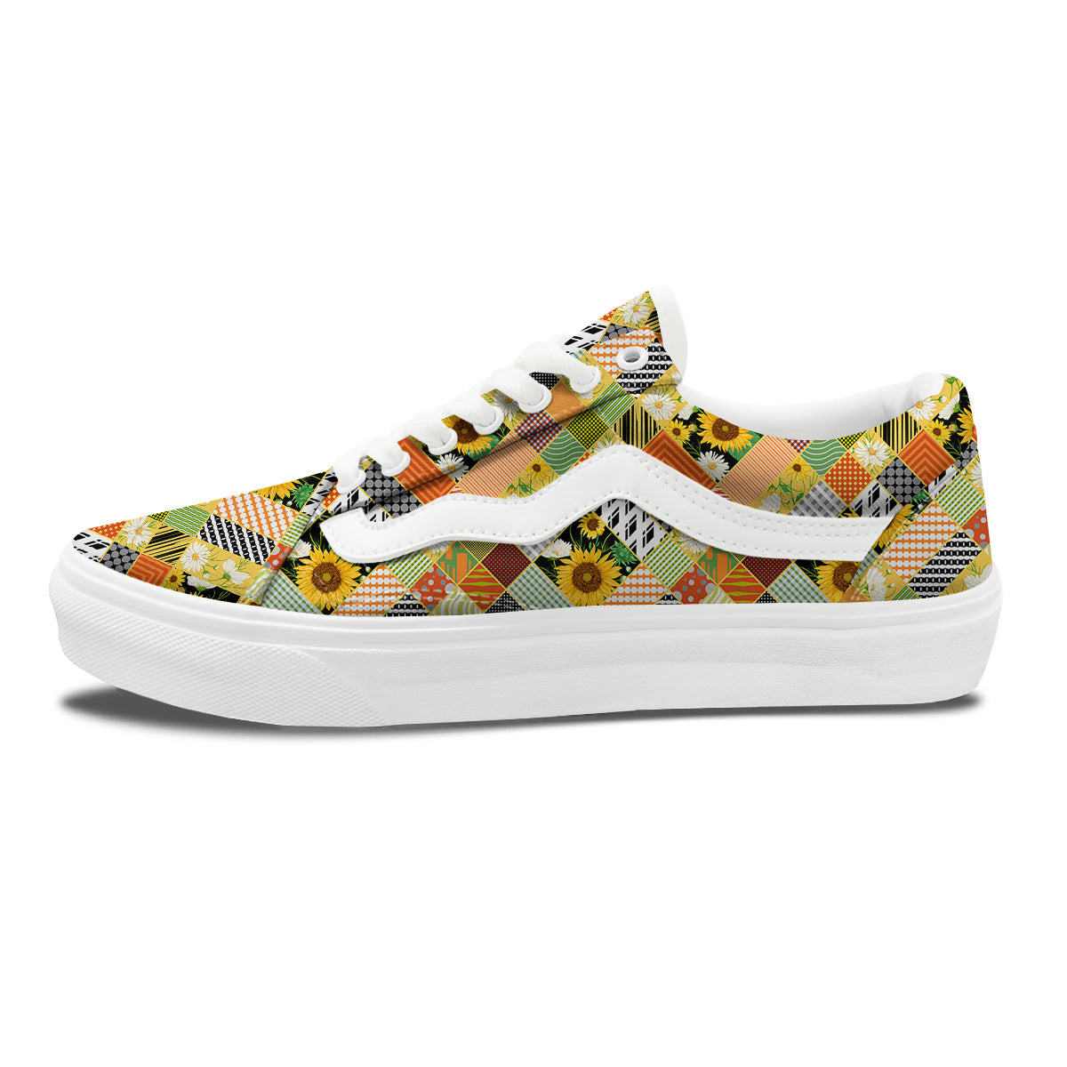 Patchwork Sunflowers Print Skate Shoes-grizzshop