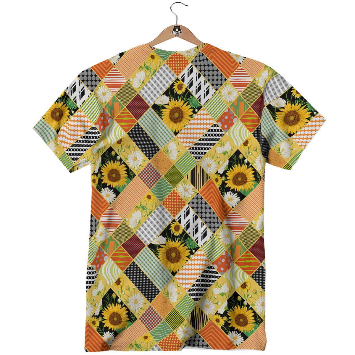 Patchwork Sunflowers Print T-Shirt-grizzshop
